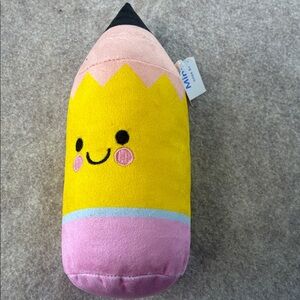 Spritz Yellow & Pink Pencil Plush Toy - Smiling Stuffed Animal